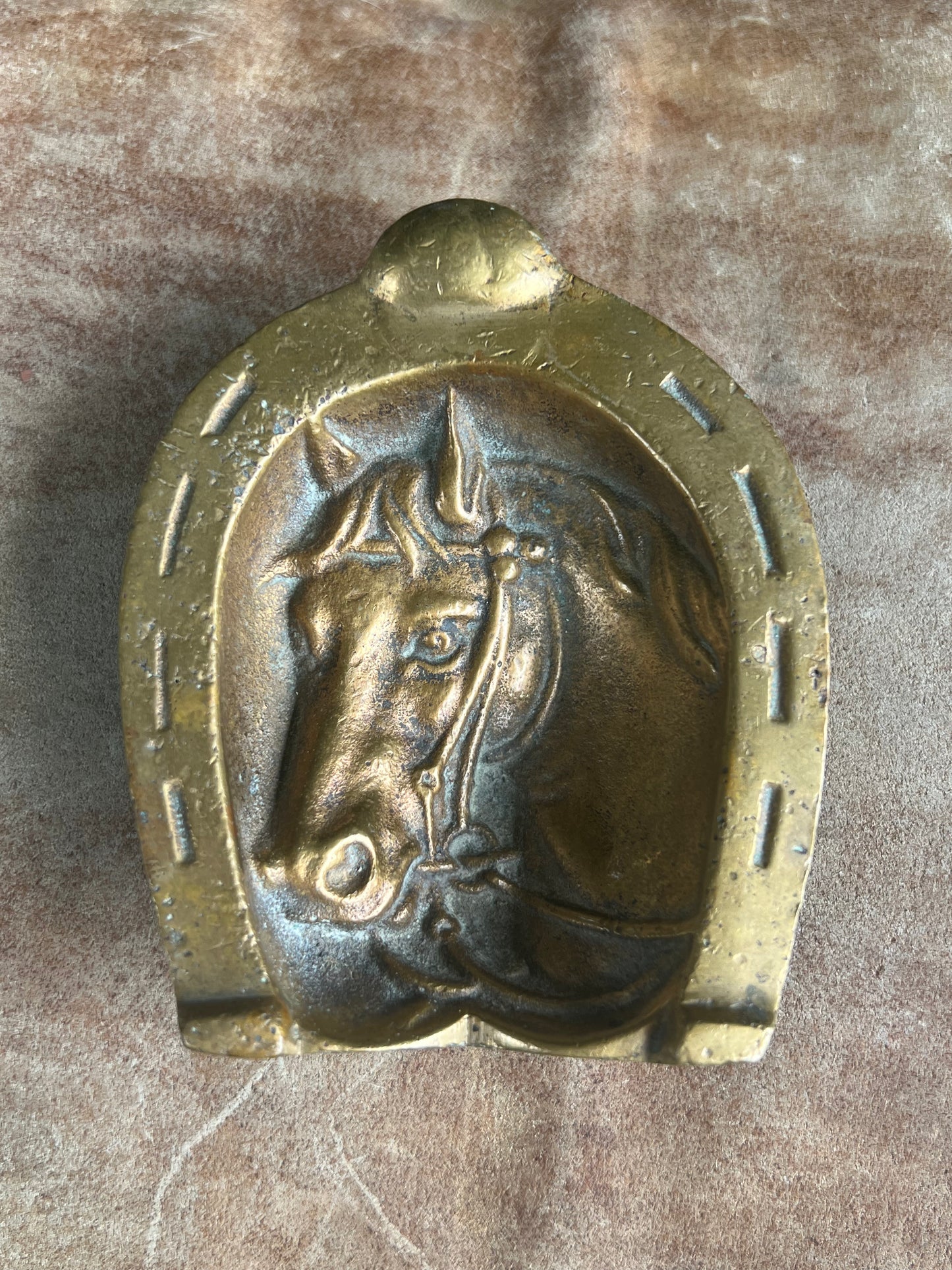 Vintage Brass Horse Ashtray