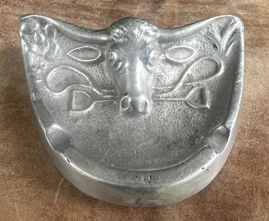 Vintage Longhorn Steer Pewter/Metal Ashtray