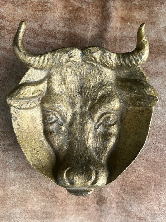Vintage Heavy Brass Bull Ashtray