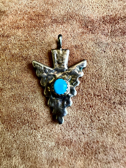 Vintage Navajo Arrowhead Turquoise Pendant