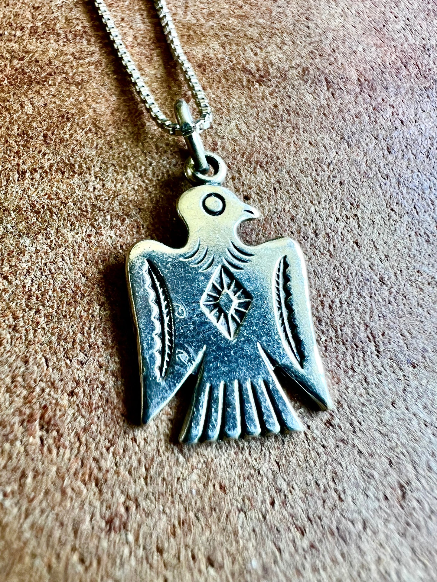 Vintage Navajo Silver Thunderbird Necklace