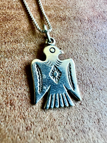 Vintage Navajo Silver Thunderbird Necklace