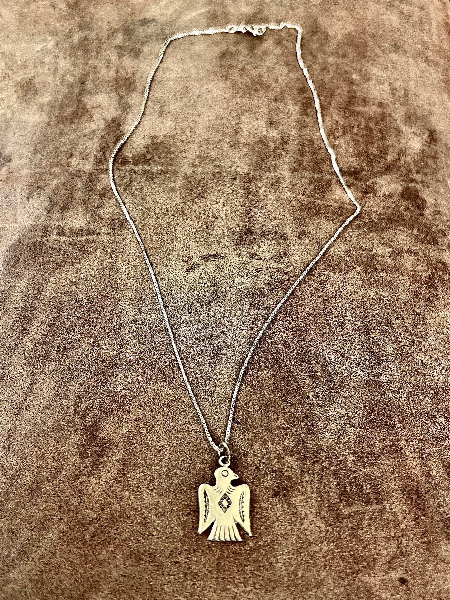 Vintage Navajo Silver Thunderbird Necklace