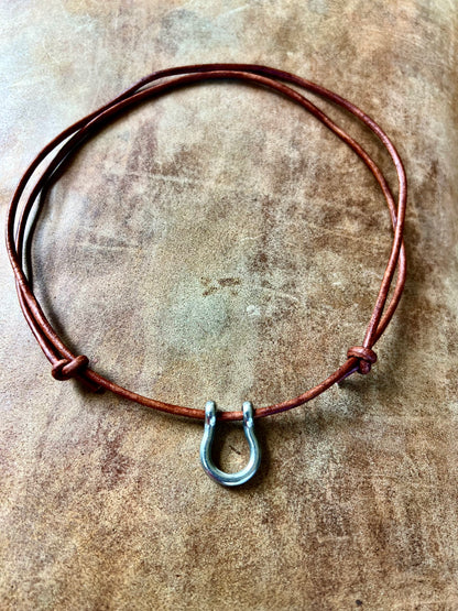 Small Leather Horseshoe Necklace