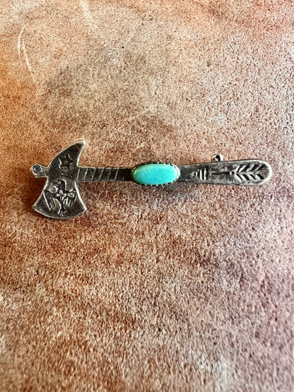 Vintage Navajo Turquoise Tomahawk Hat Pin