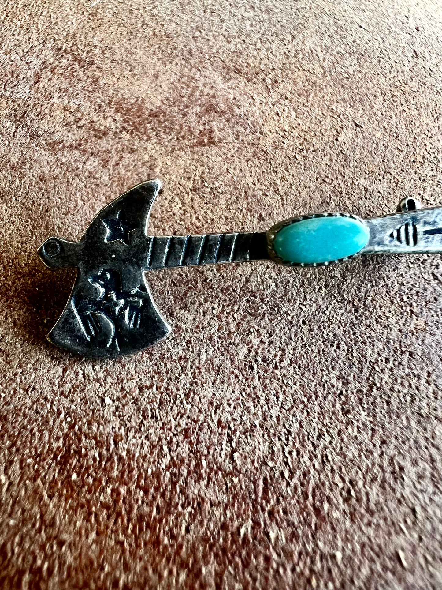 Vintage Navajo Turquoise Tomahawk Hat Pin