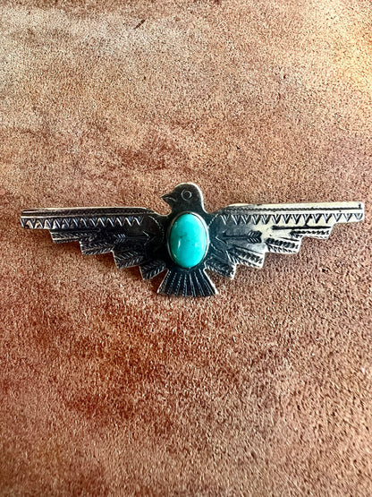 Vintage Navajo Turquoise Thunderbird Hat Pin