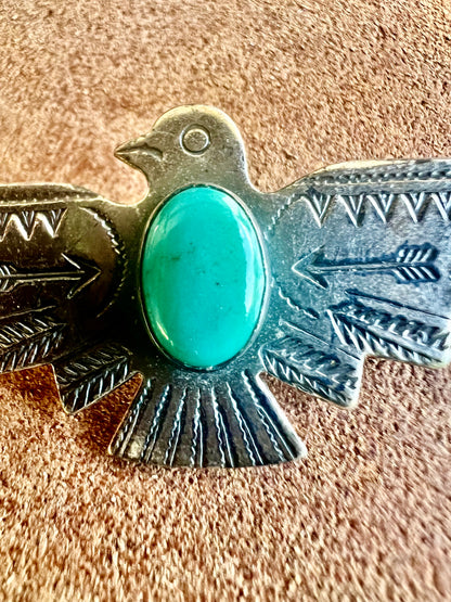 Vintage Navajo Turquoise Thunderbird Hat Pin