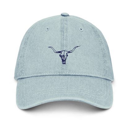 Light Cow Skull Denim Hat