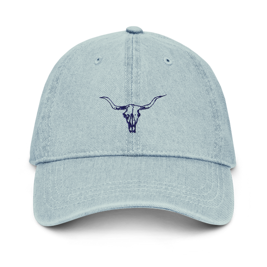 Light Cow Skull Denim Hat